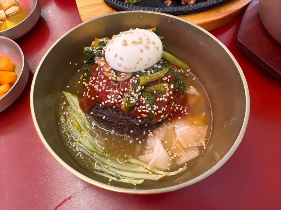 Various Korean dishes ordered with family
