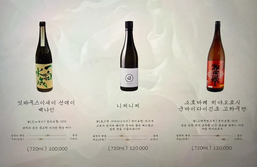 First page of the drinks menu