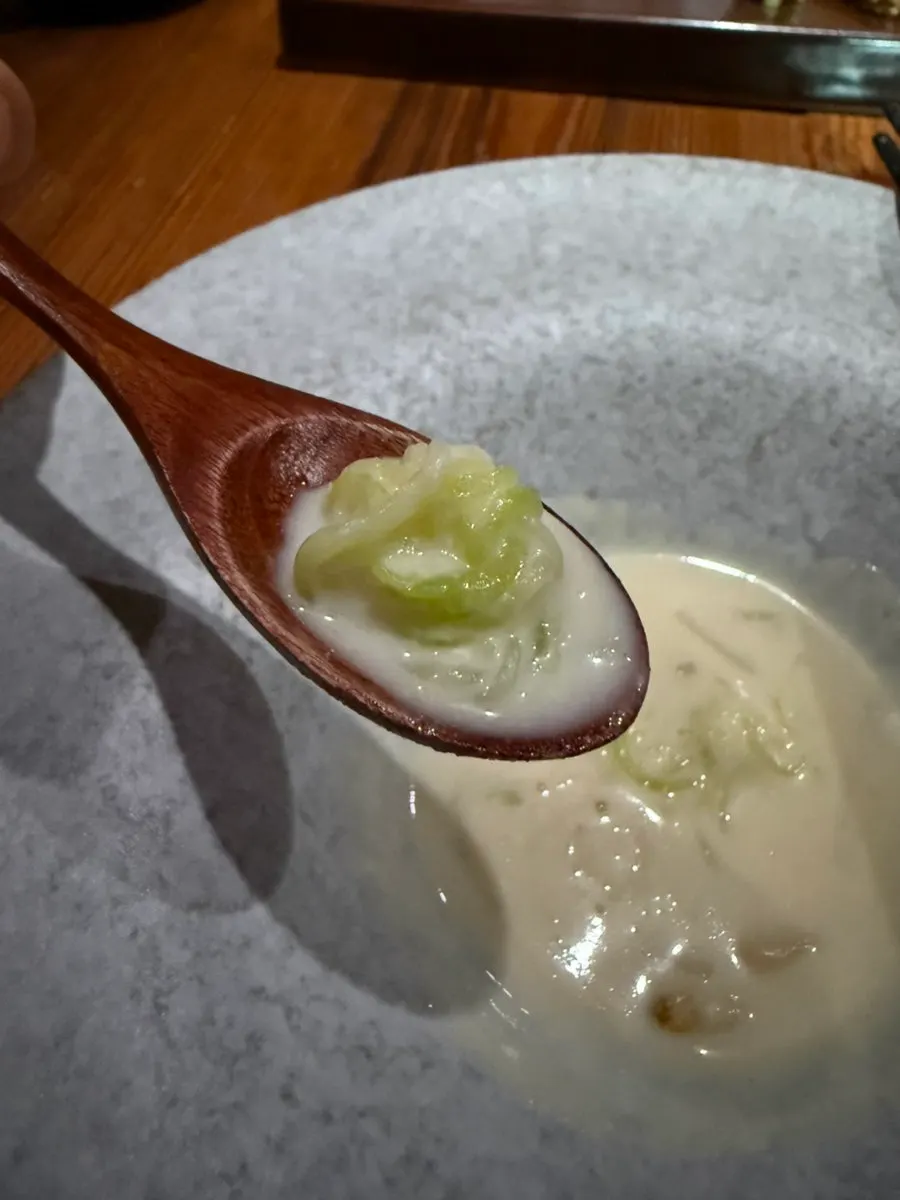 Close-up of zucchini sliced noodle-thin for kongguksu