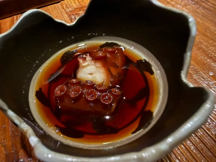 A plate of stone octopus braised in soy sauce