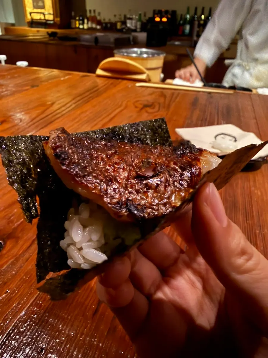 Grilled kinmedai served with warm rice