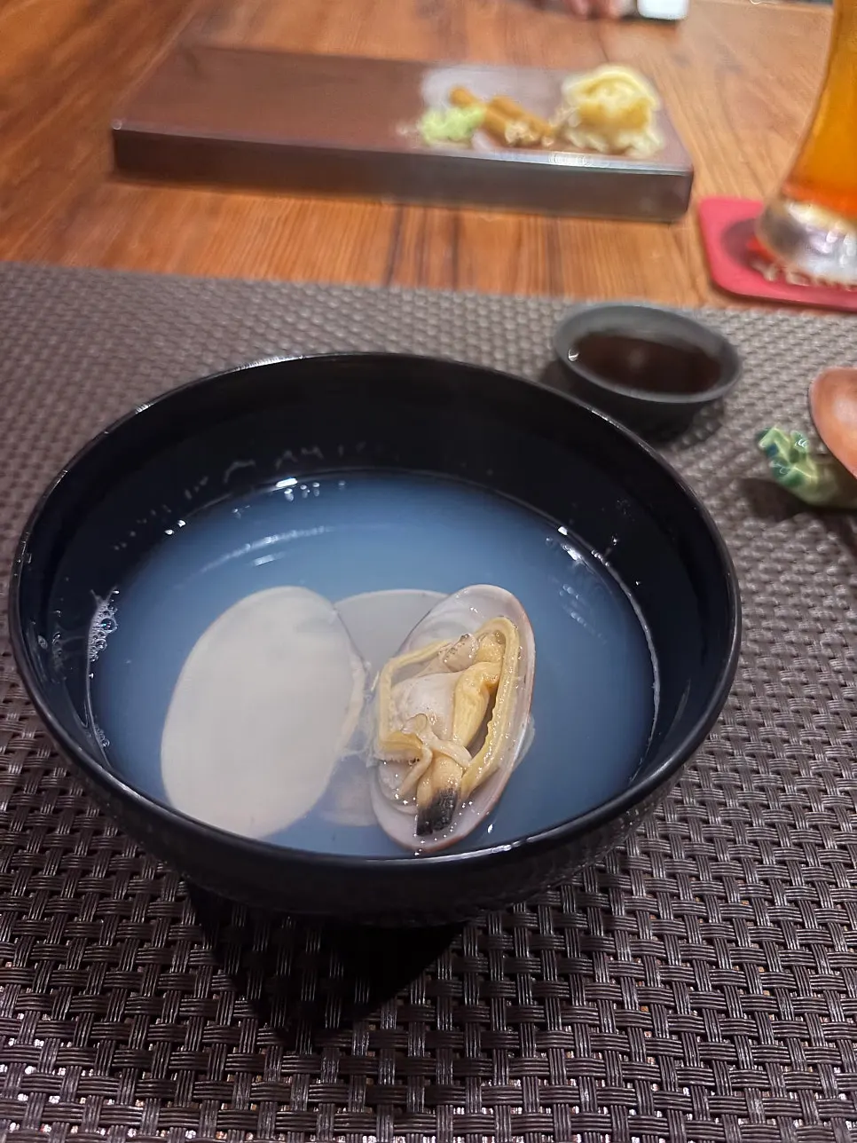 A bowl of suimono clear soup