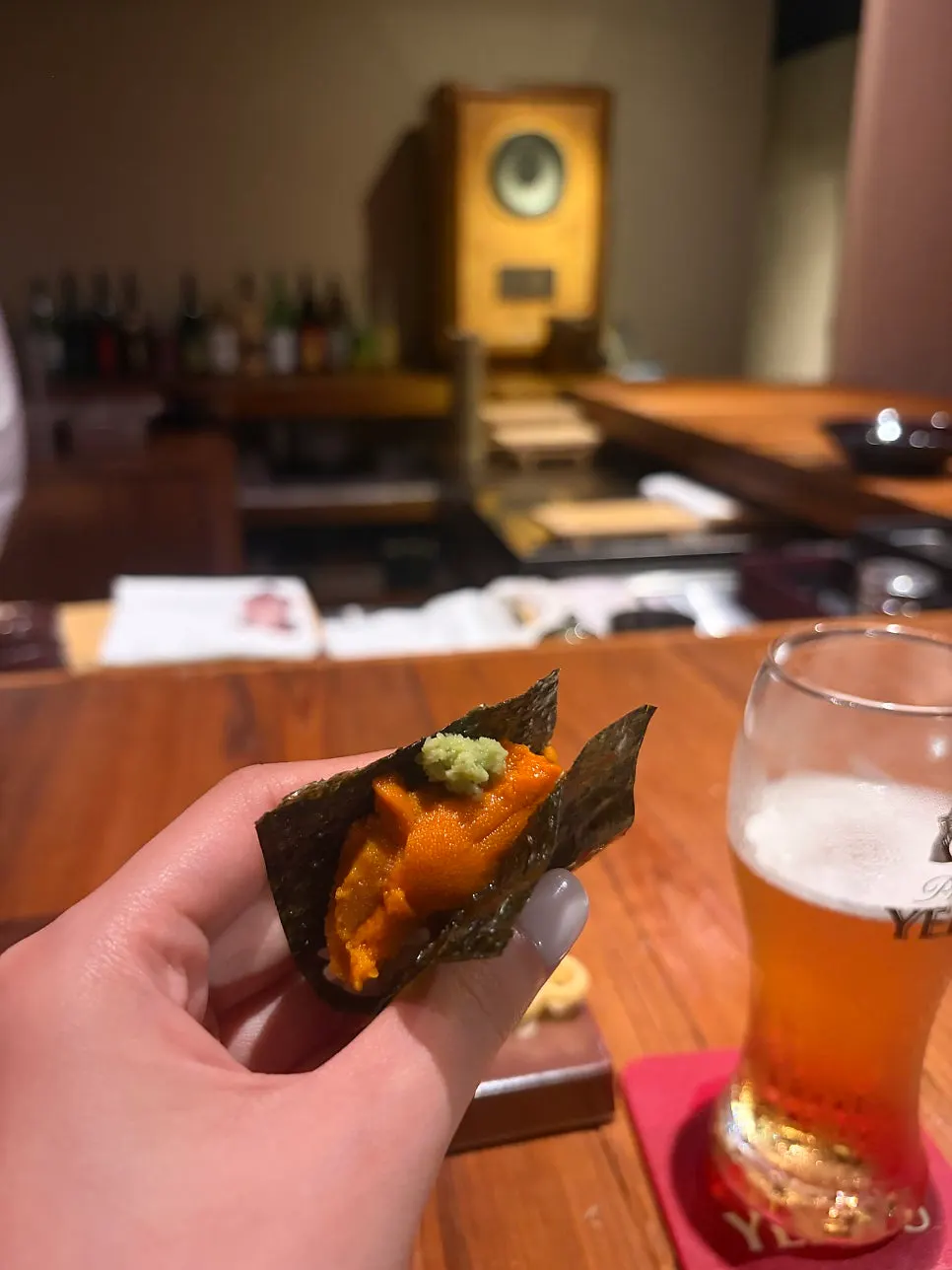 Tuna sushi showing its marbling