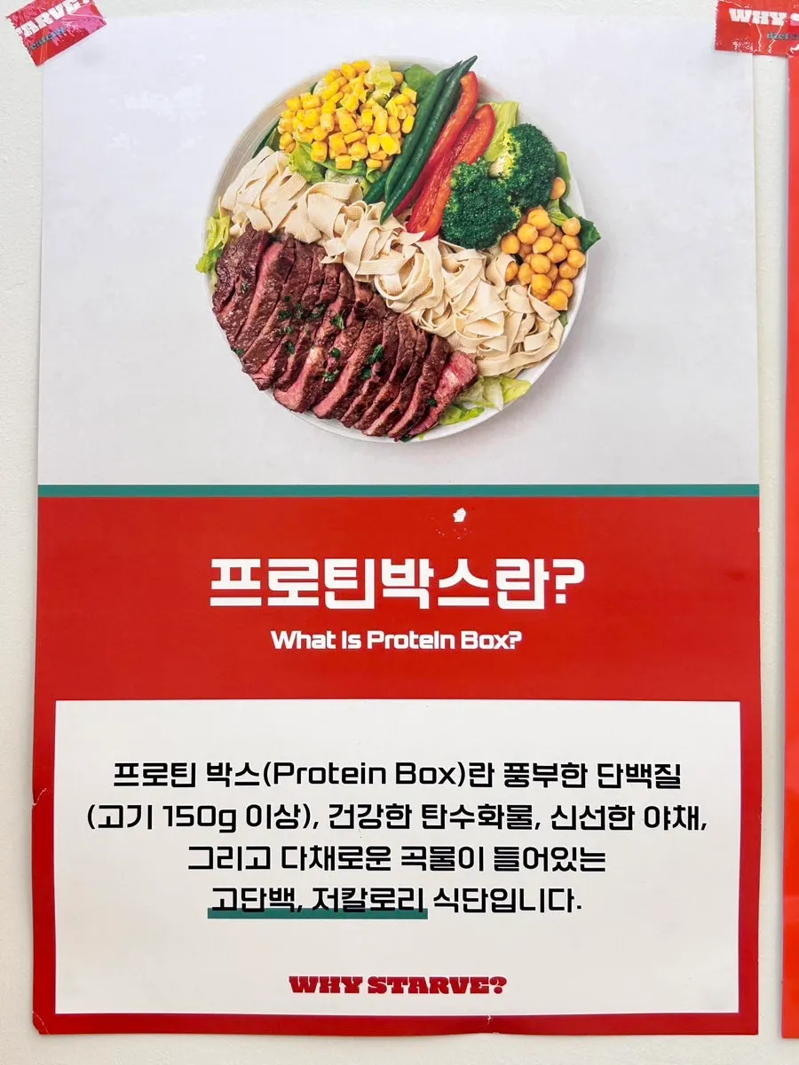 Menu board listing protein content