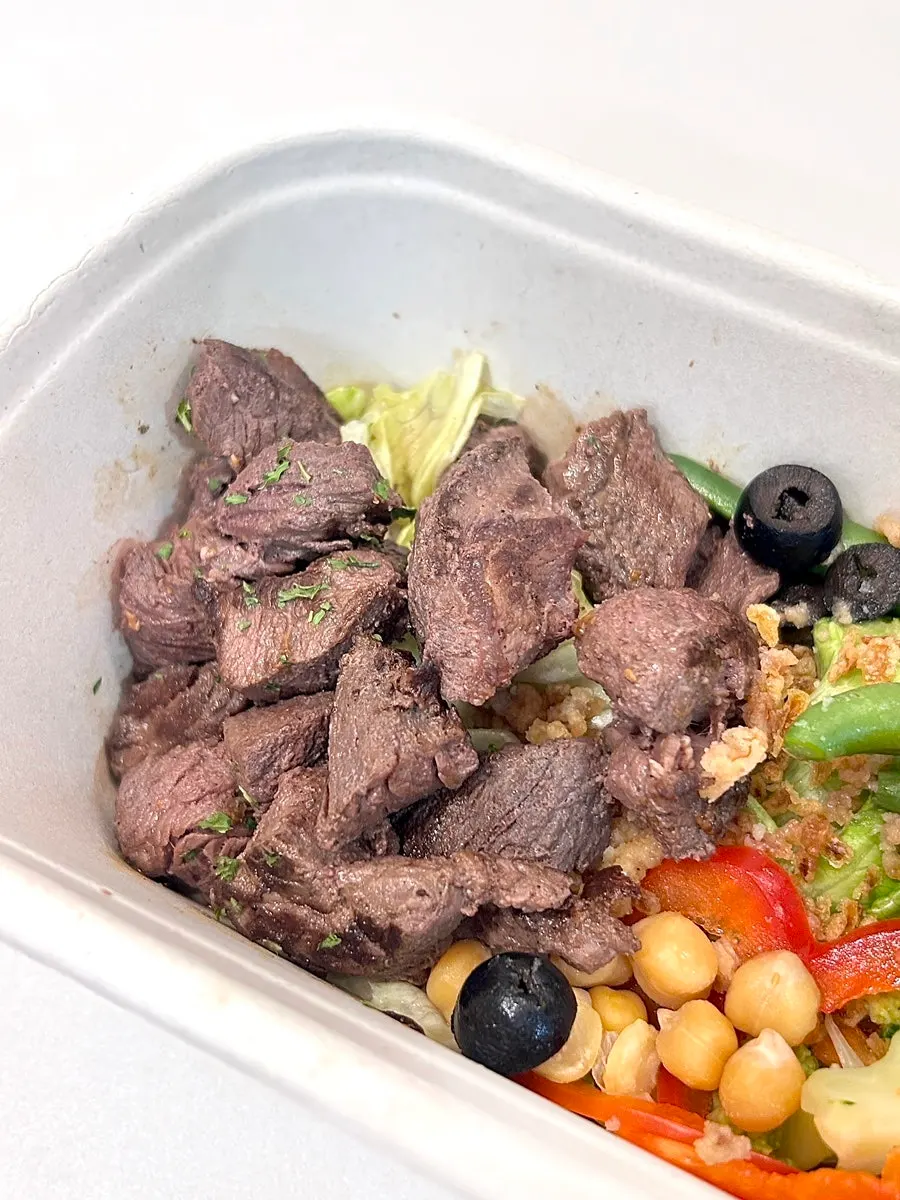 Beef salad drizzled with yuzu dressing