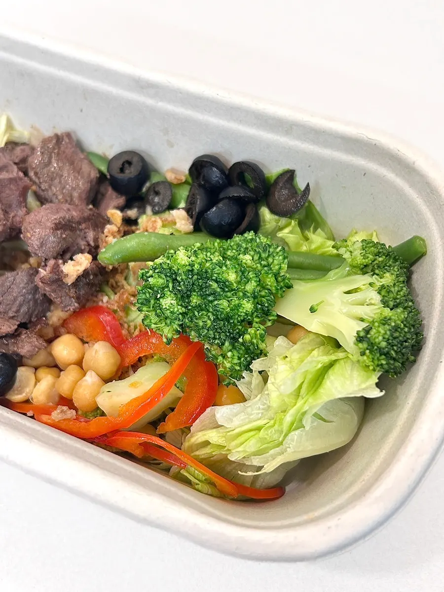 Sous-vide beef steak with chickpeas
