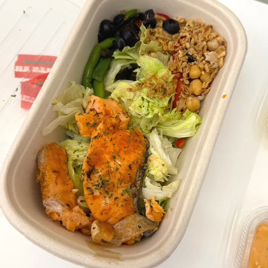 Salmon light protein box being opened