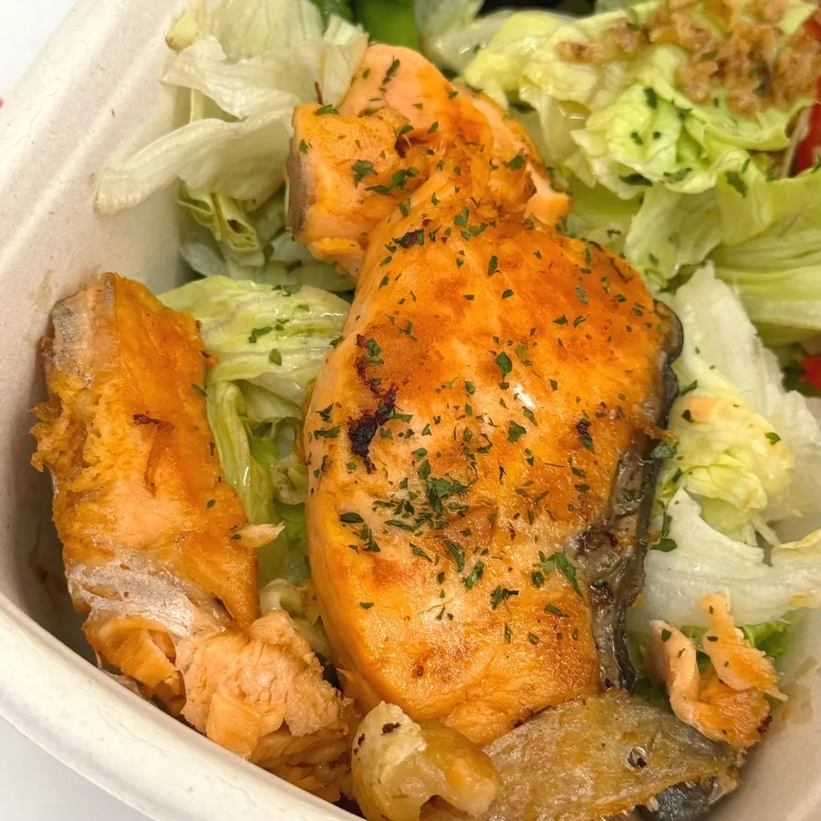 A generous serving of the salmon protein box