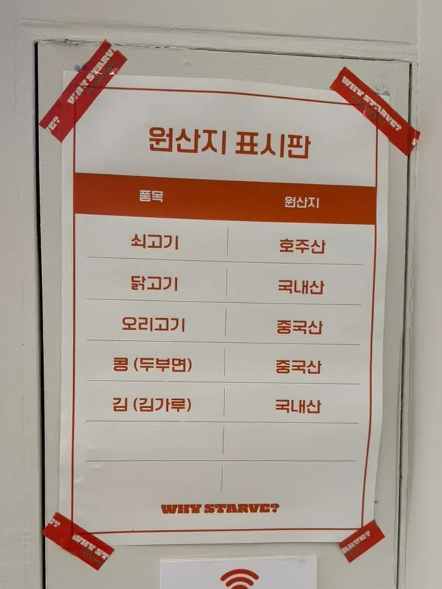 Menu chart divided into chicken, beef, duck, and salmon