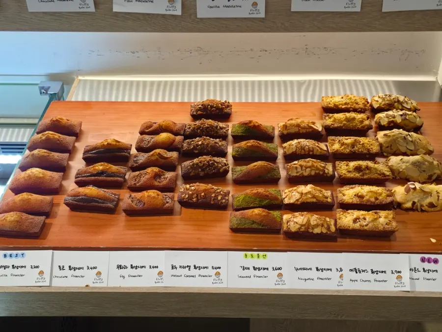 Display case filled with baked goods at lunchtime