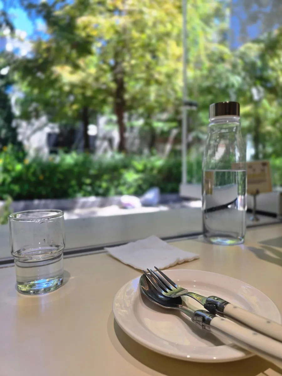 Sunny weekend brunch table