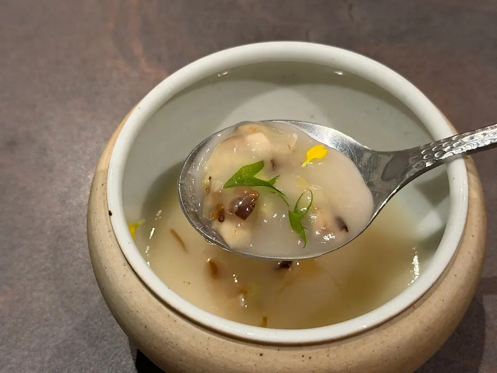 Beef and chicken porridge made with hanwoo bone broth and chicken stock