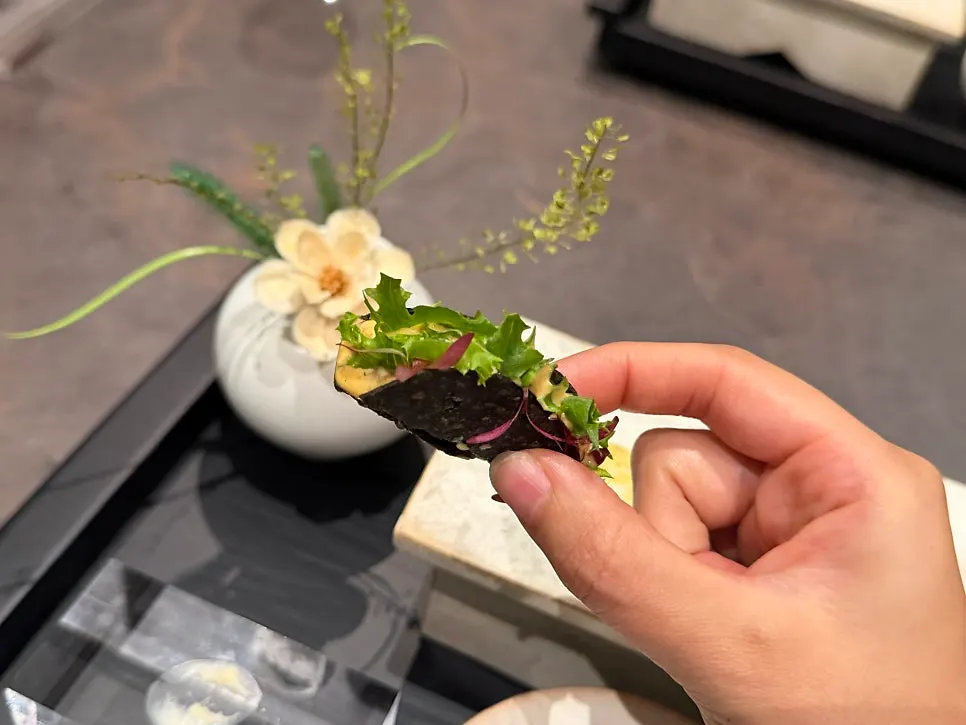 Lobster taco with sous vide lobster and gochujang mayo