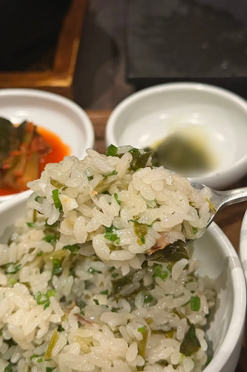 Full spread of 1++ hanwoo sirloin with seaweed soup rice set