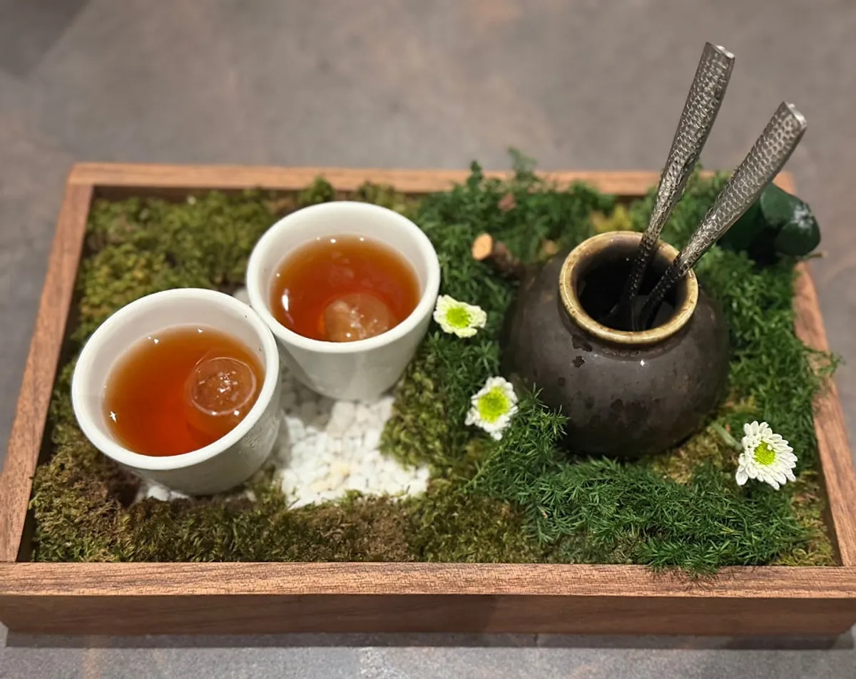 Jasmine tea served at the end of the meal