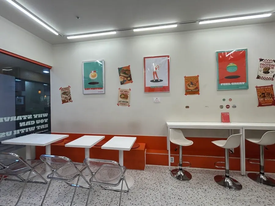 Interior seating at Why Starve Gongdeok Main Branch