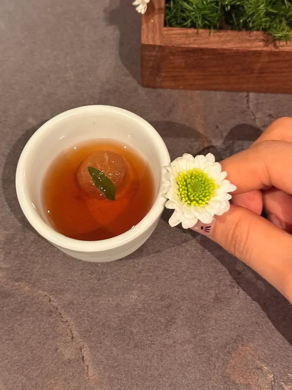Jasmine tea served at the end of the course