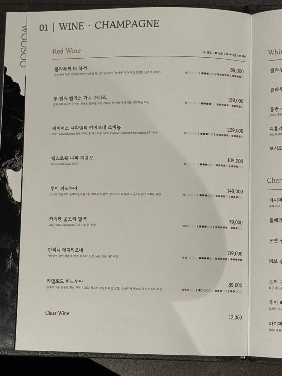 위스키와 하이볼이 적힌 음료 메뉴판