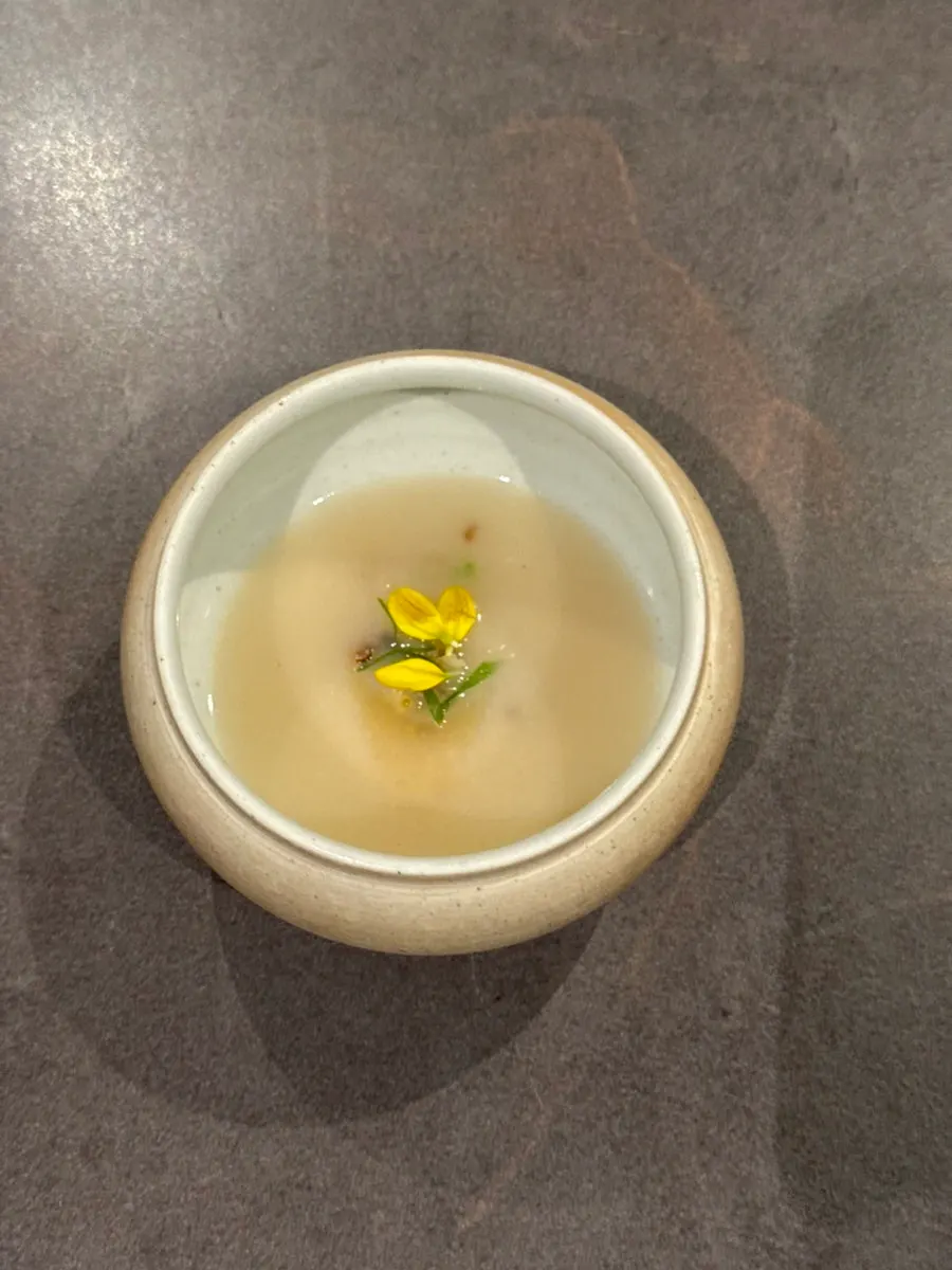 Jindeuk porridge with nurungji and shiitake mushrooms