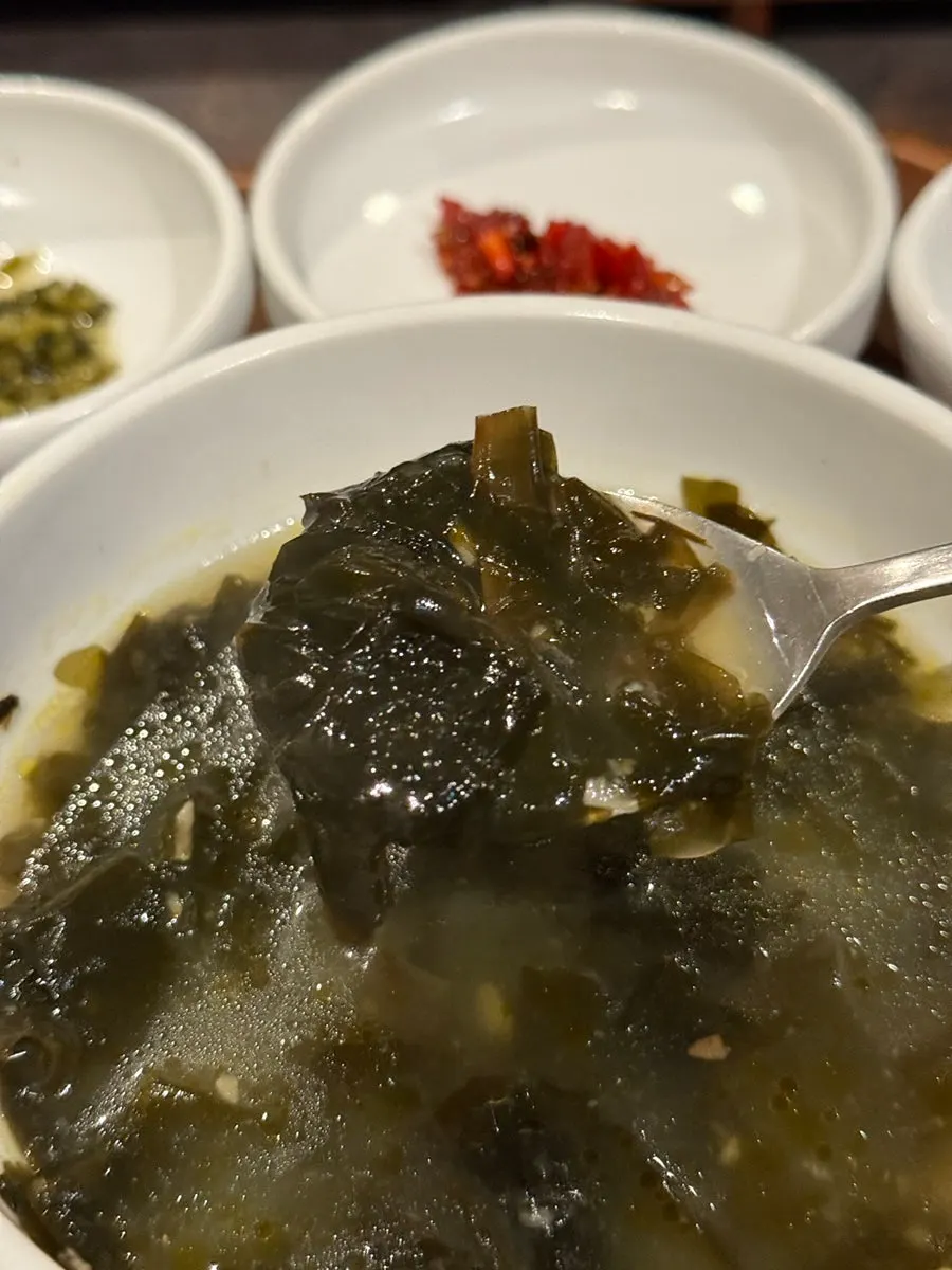 Hanwoo seaweed soup generously filled with beef