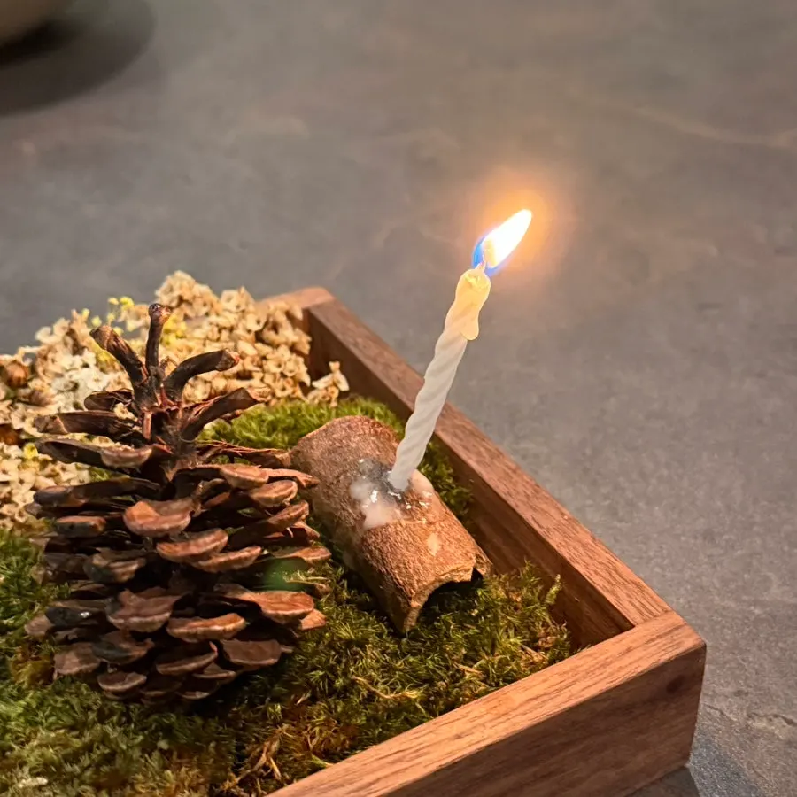 Persimmon roll and yakgwa served with a candle and birthday card