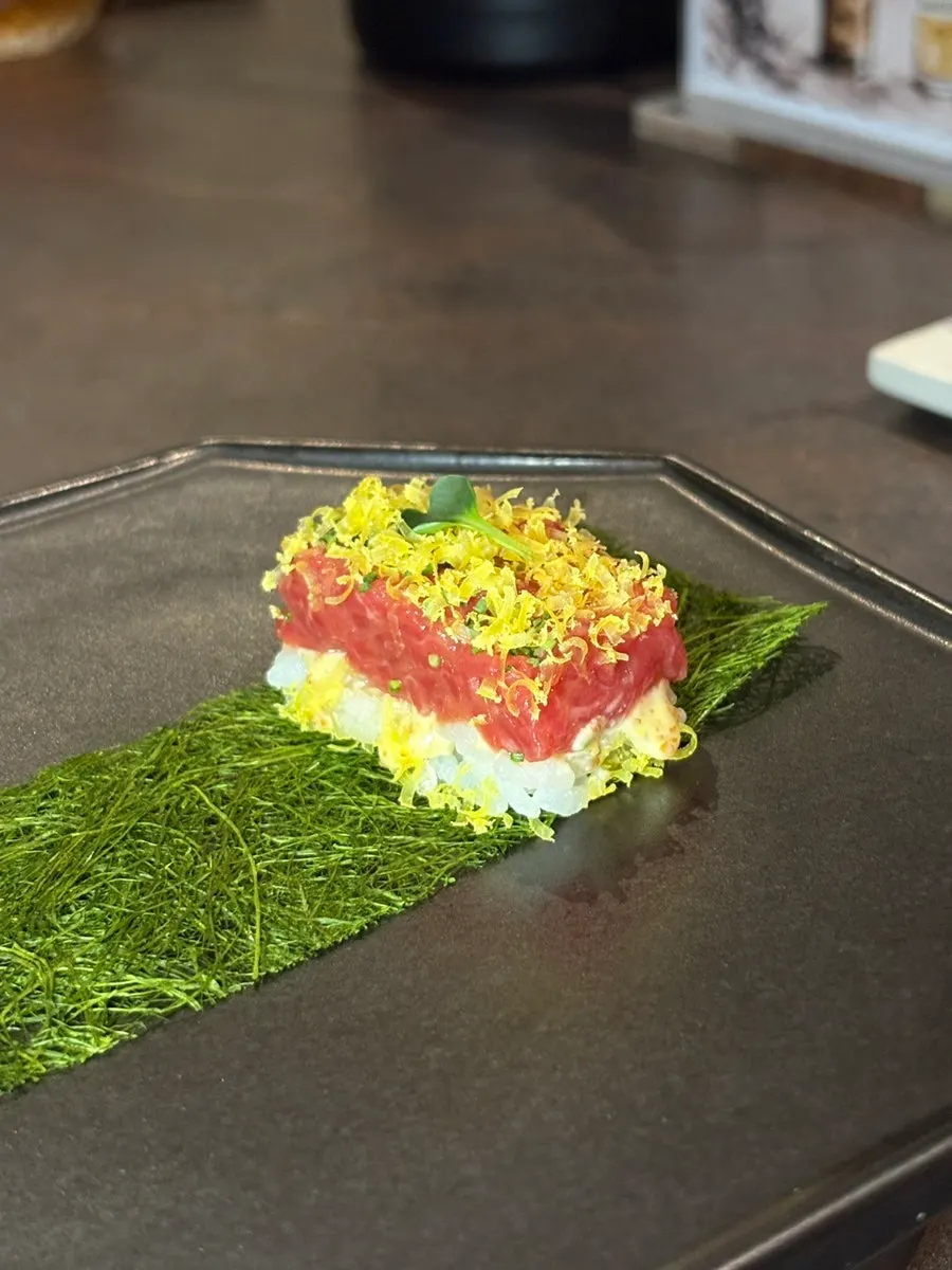 Plate of yukhoe gamtae rolls