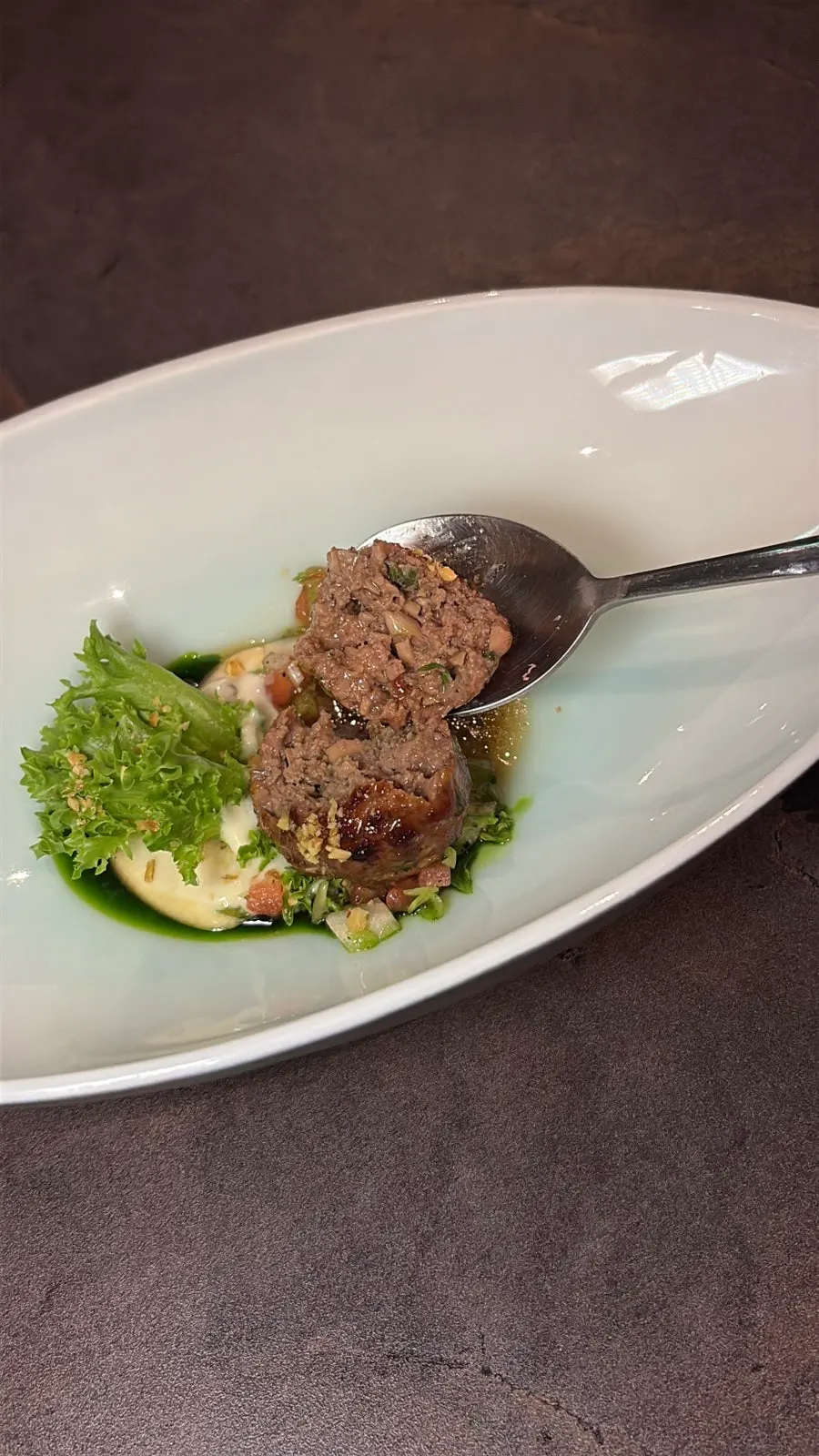 Close-up of a course dish