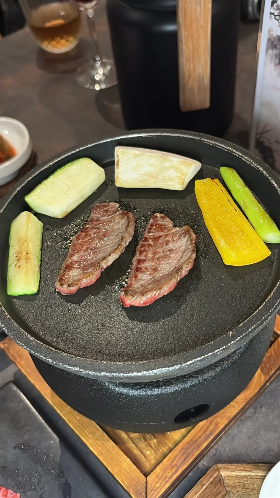 Close-up of grilled hanwoo sirloin