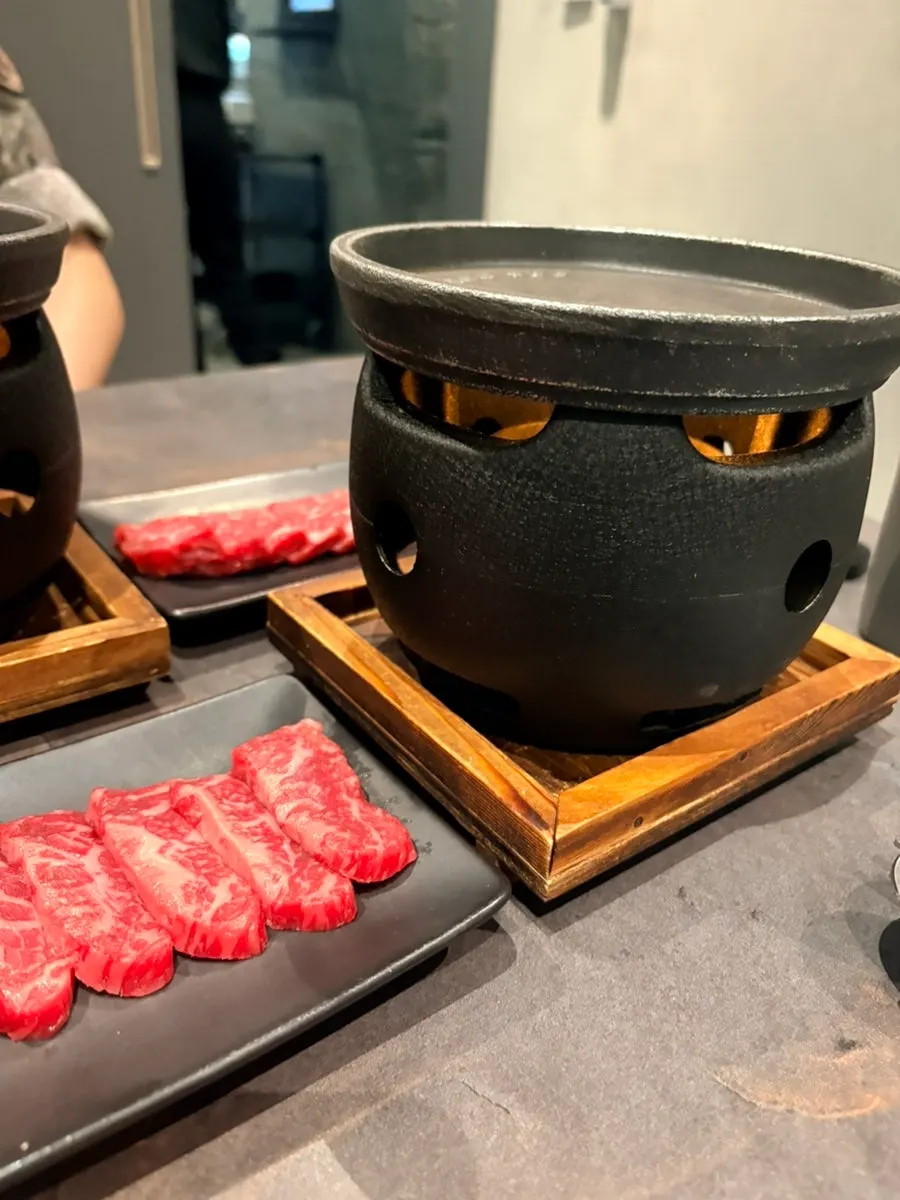 Hanwoo charcoal grill and Korean table set