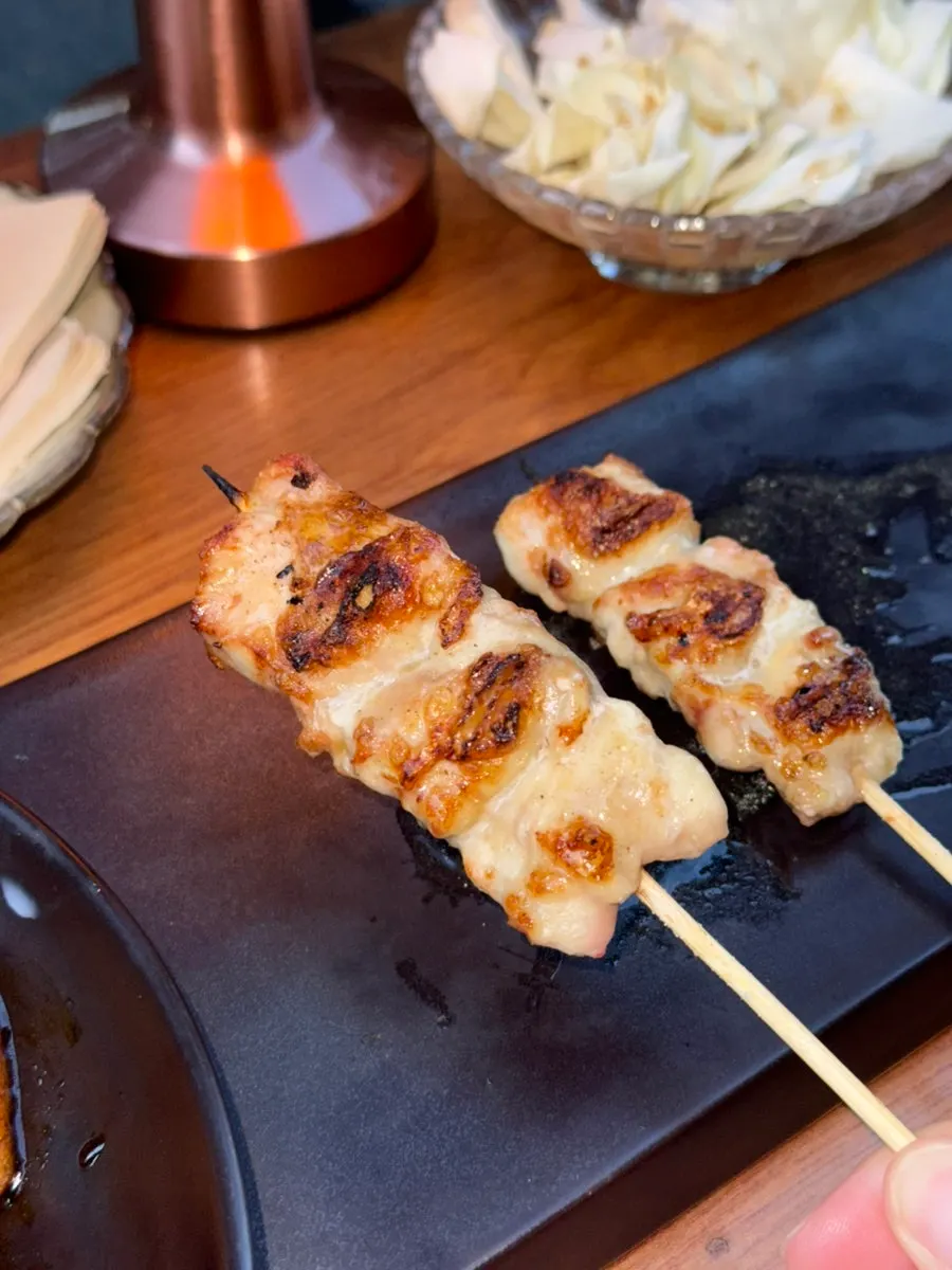 Plate of chicken knee cartilage skewers