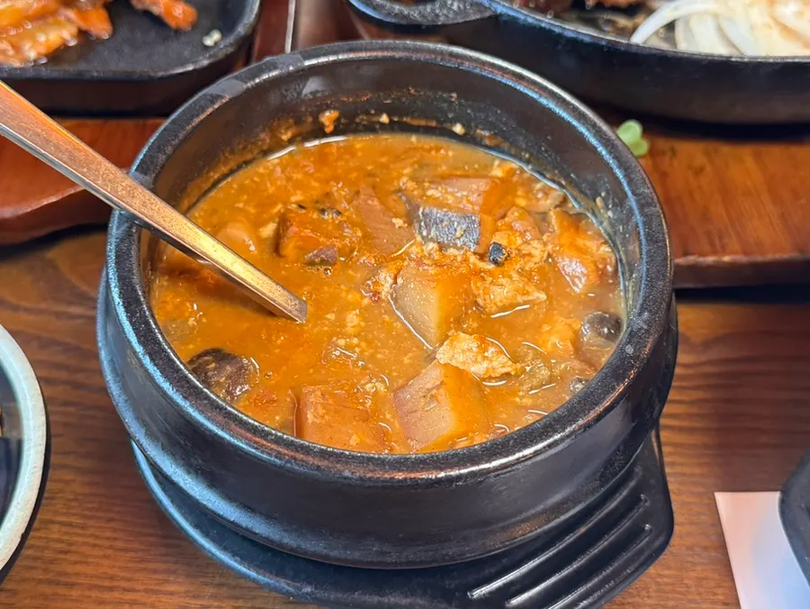Generous Korean meal spread