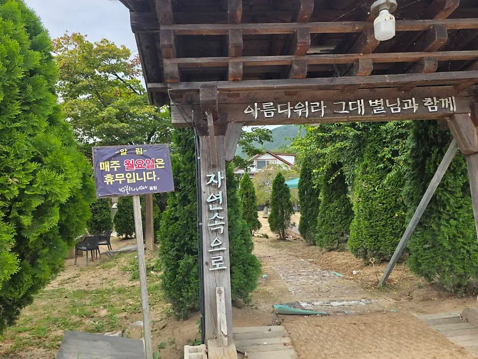 The wide garden and walking path at Bapkkot Hana Pieotne