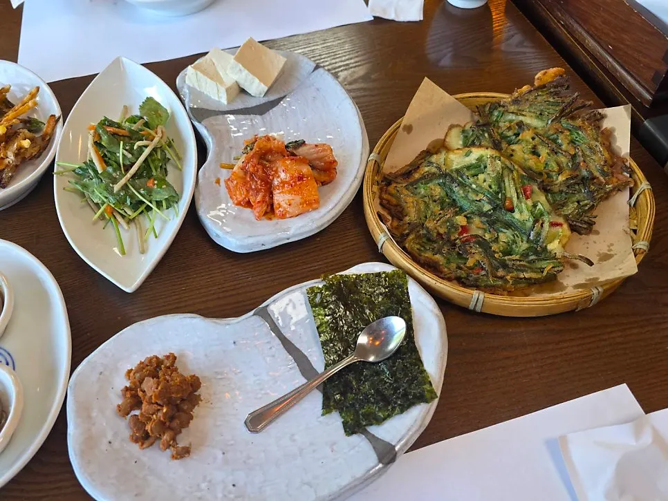 Salad and japchae among the basic side dishes