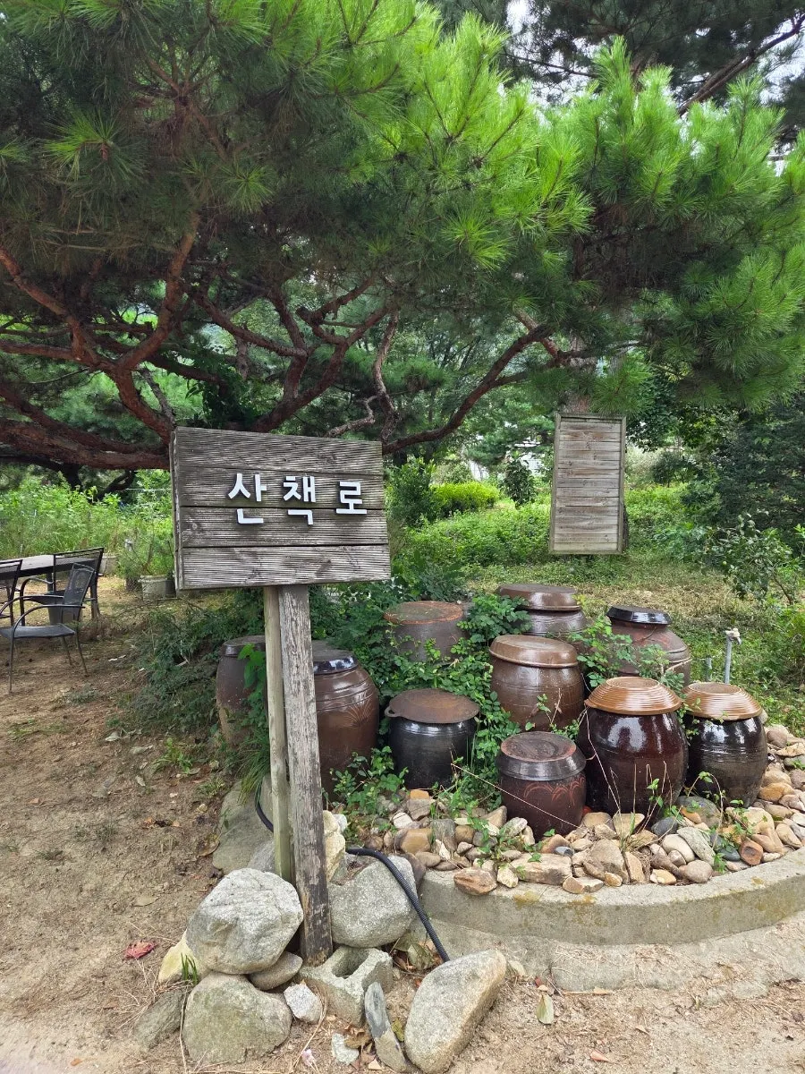 A light walking path near the restaurant