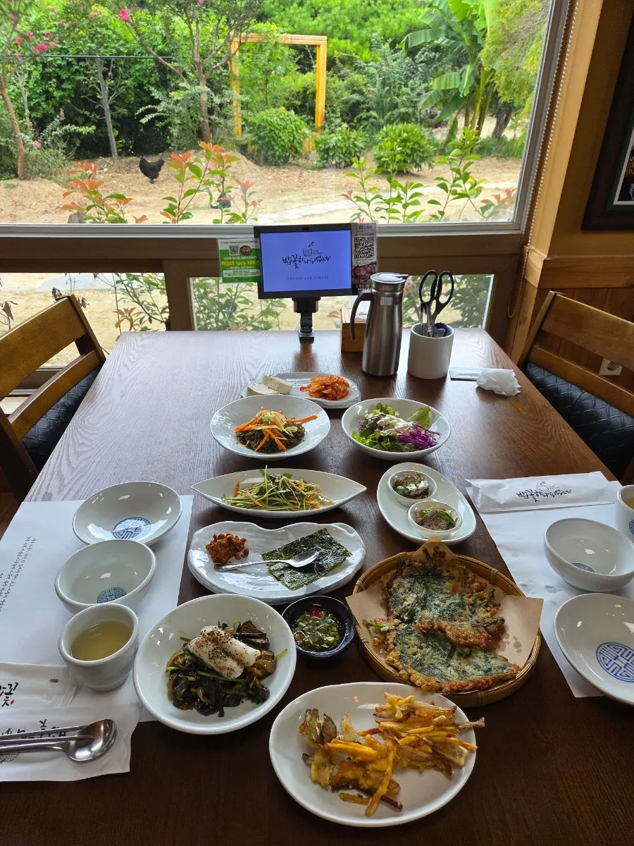 Warm water before the meal and a Korean table setting