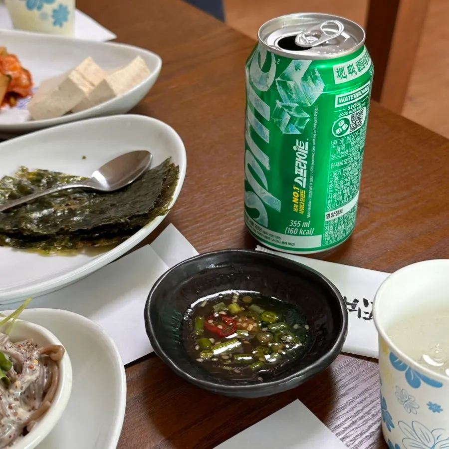 A variety of Korean banchan side dishes