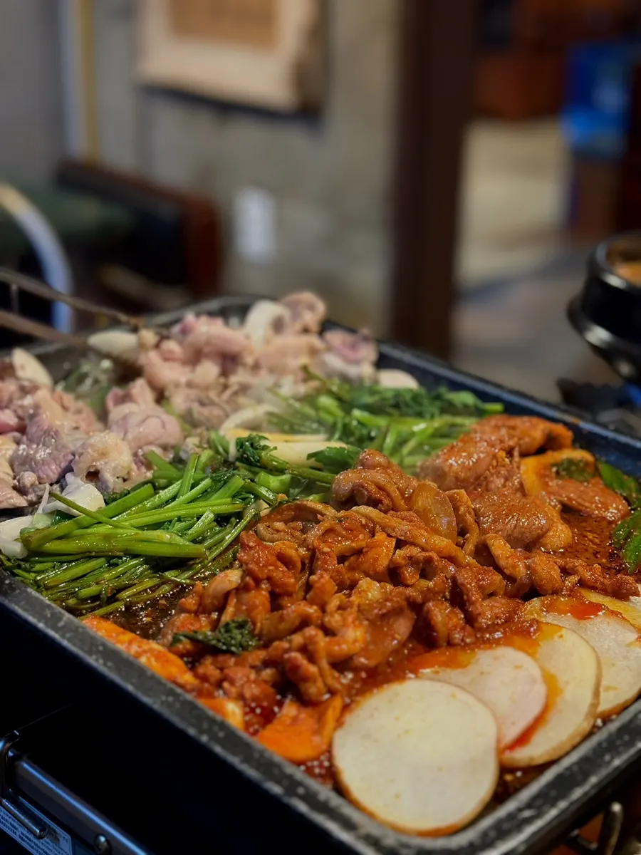 공중반반세트 주물럭과 로스 상차림