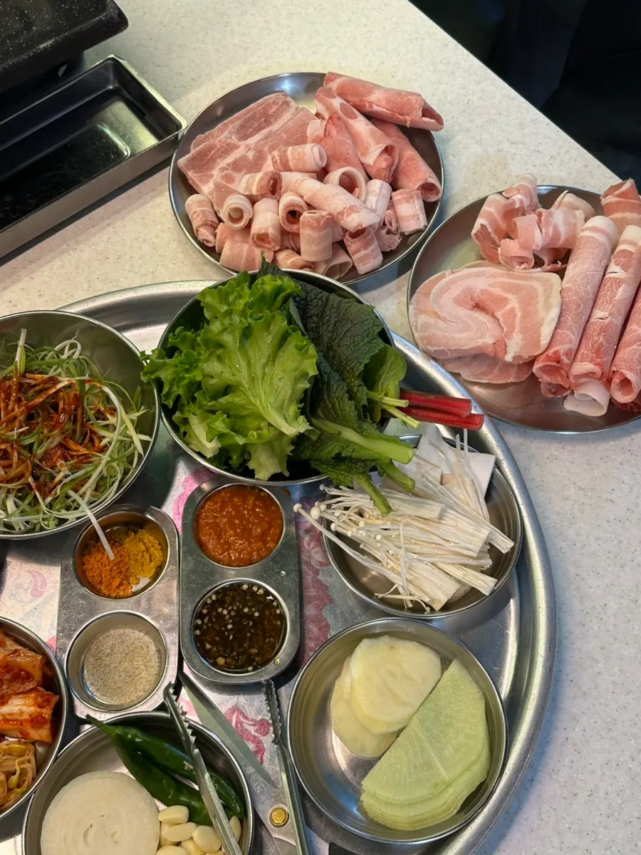 Sauce corner with ssamjang, all-purpose sauce, and cumin salt