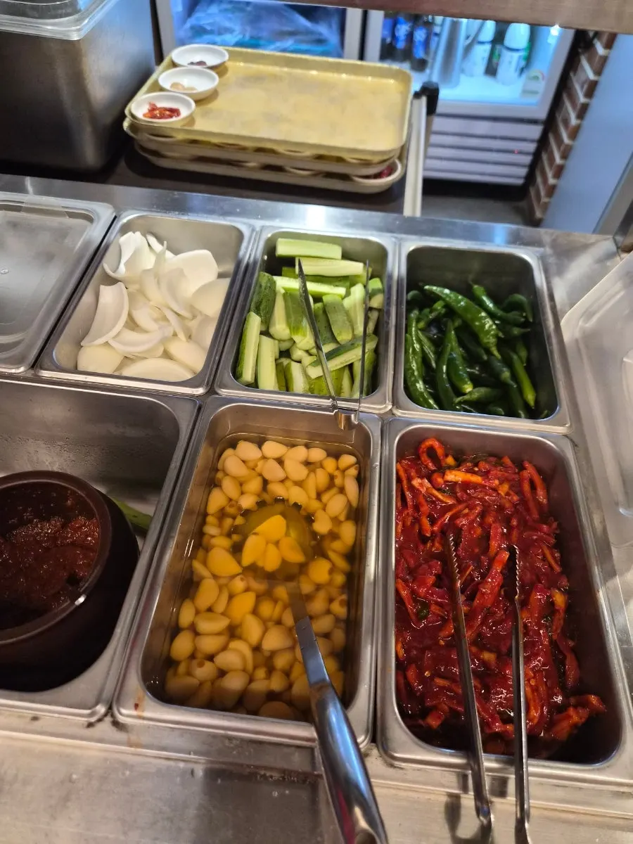 Self-serve side dishes taken as needed