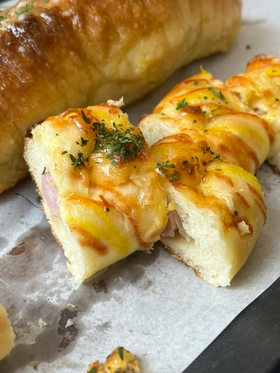 Nicely baked garlic baguette