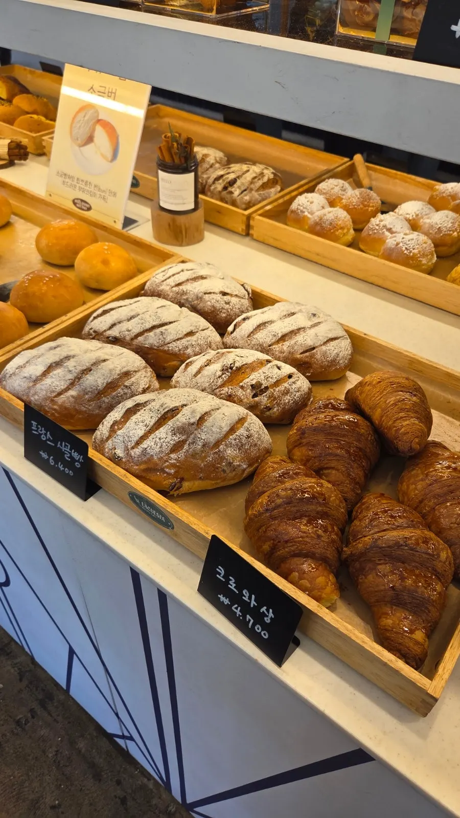 Bread on display at La Cuesta's bakery counter