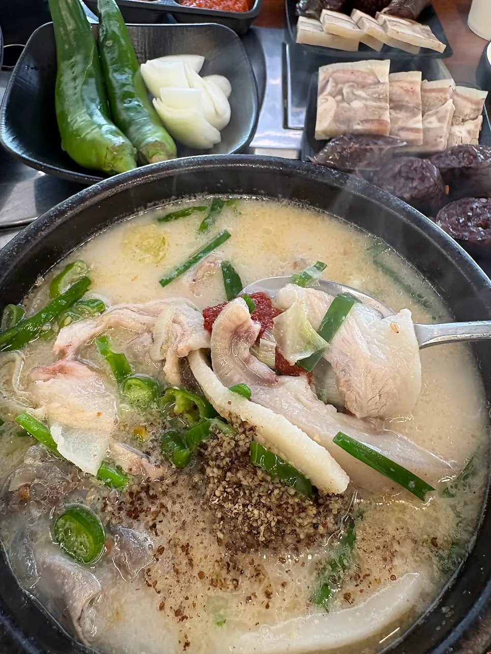 A bowl of sundaeguk with only meat inside