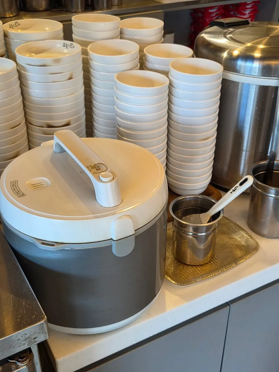 Self-serve bar with rice refills for sotbap