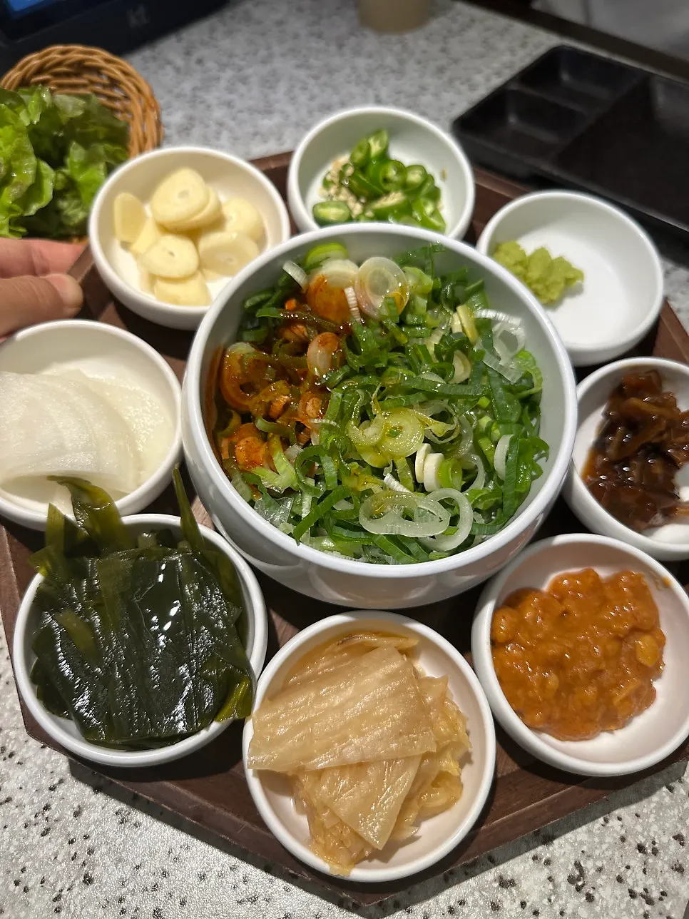 Full spread of side dishes at Go Ok-hui Hwamyeong Main Branch