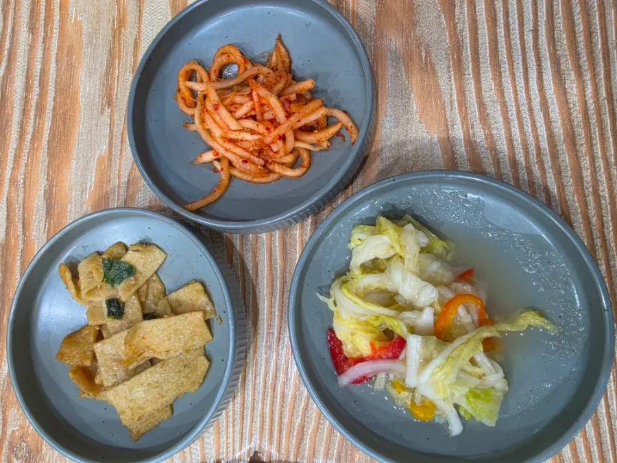 Three basic side dishes including spicy radish salad