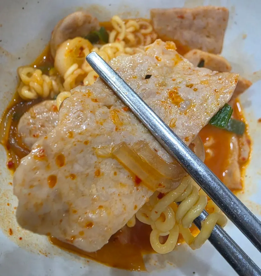 Handmade ham flower budae jjigae boiling