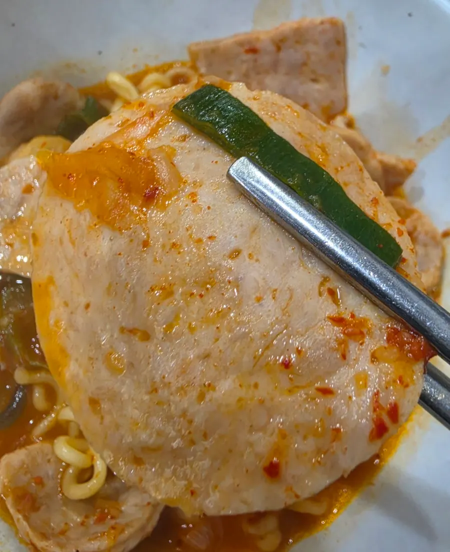 Budae jjigae with ramyeon noodles added