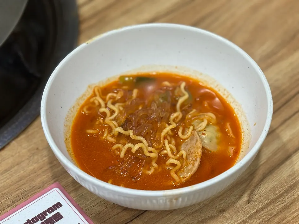 Ramen noodles soaked in the broth