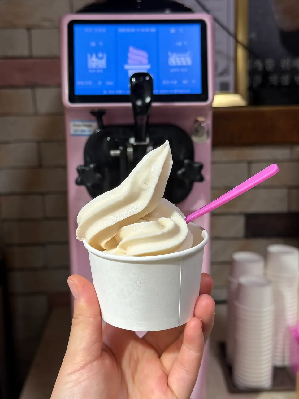 Soft-serve ice cream for dessert