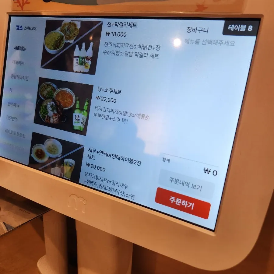Set menu contents and pricing chart
